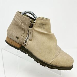 Sorel Women's Light Brown Tan Major Low Ankle Boots Size 8.5 Almond Toe Zip
